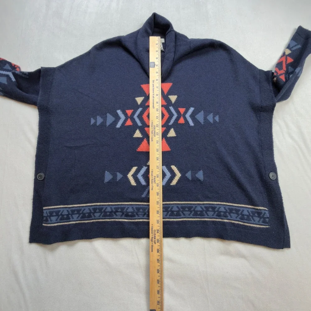 JJill Aztec Tribal Knit Funnel Neck Turtleneck Poncho‎ Sweater Women's XS Petite